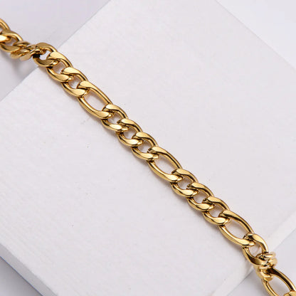 Hip-Hop Geometric 304 Stainless Steel Inlaid Gold No Inlaid 18K Gold Plated Men'S Bracelets