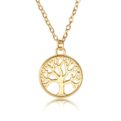 Fashion Retro Tree Of Life Pendant Alloy Ladies Peace Tree Necklace Clavicle Chain