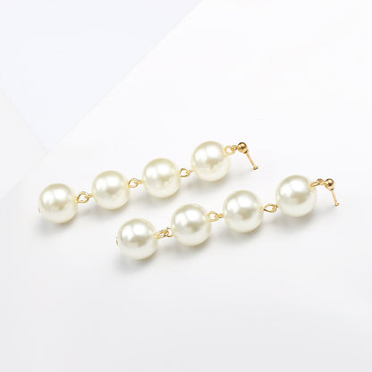 Exaggerated Large Pearl Tassel Long Earrings Female Pearl Earrings