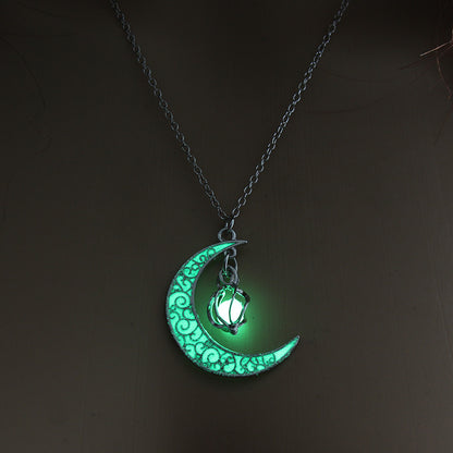 Hot Selling Hollow Spiral Moon Luminous Pendant Cyclone Luminous Bead Necklace Wholesale Nihaojewelry