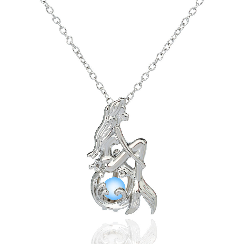 Wholesale Jewelry Luminous Mermaid Pendant Necklace Gooddiy