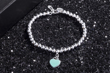 Elegant Simple Style Heart Shape Sterling Silver Epoxy Bracelets