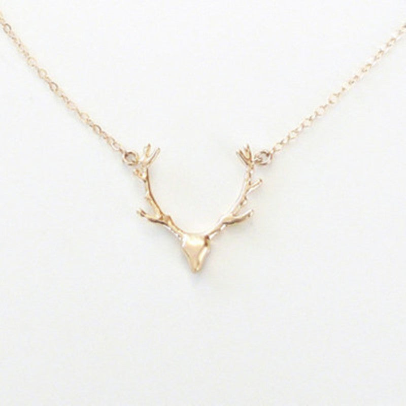 Simple Antler Necklace Christmas Elk Reindeer Pendant Necklace Female Clavicle Chain Fawn Antler Necklace Wholesale