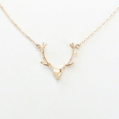 Simple Antler Necklace Christmas Elk Reindeer Pendant Necklace Female Clavicle Chain Fawn Antler Necklace Wholesale