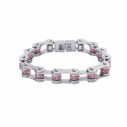 Casual Geometric Titanium Steel Polishing Inlay Artificial Gemstones Bracelets