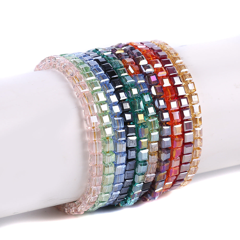 Ethnic Style Square Glass Beaded Women's Bracelets 1 Piece