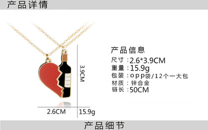 New Love Splicing Wine Bottle Necklace Cartoon Creative Love Red Wine Necklace Selling Wholesale Gooddiy