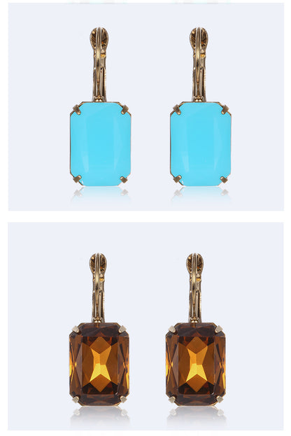 Simple Crystal Gem Multicolor Earrings Wholesale