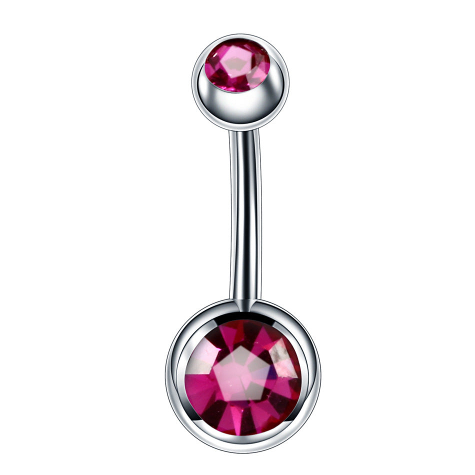 Fashion Geometric Stainless Steel Inlay Zircon Belly Ring