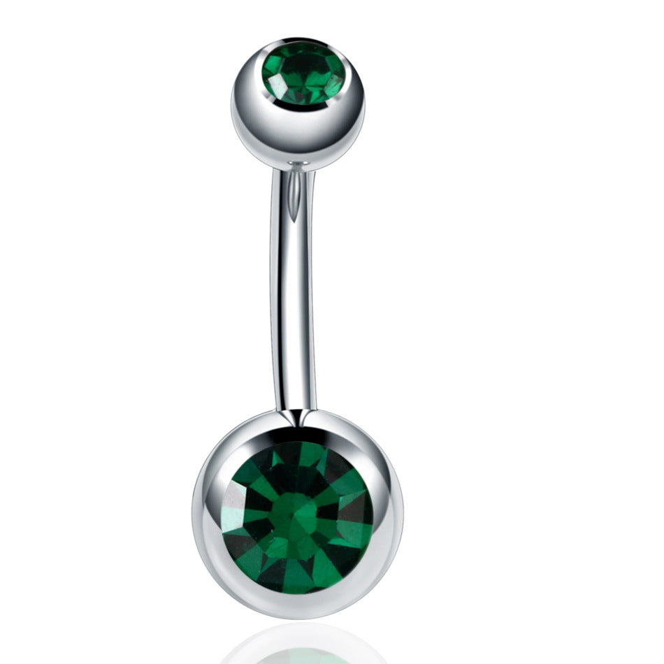 Fashion Geometric Stainless Steel Inlay Zircon Belly Ring