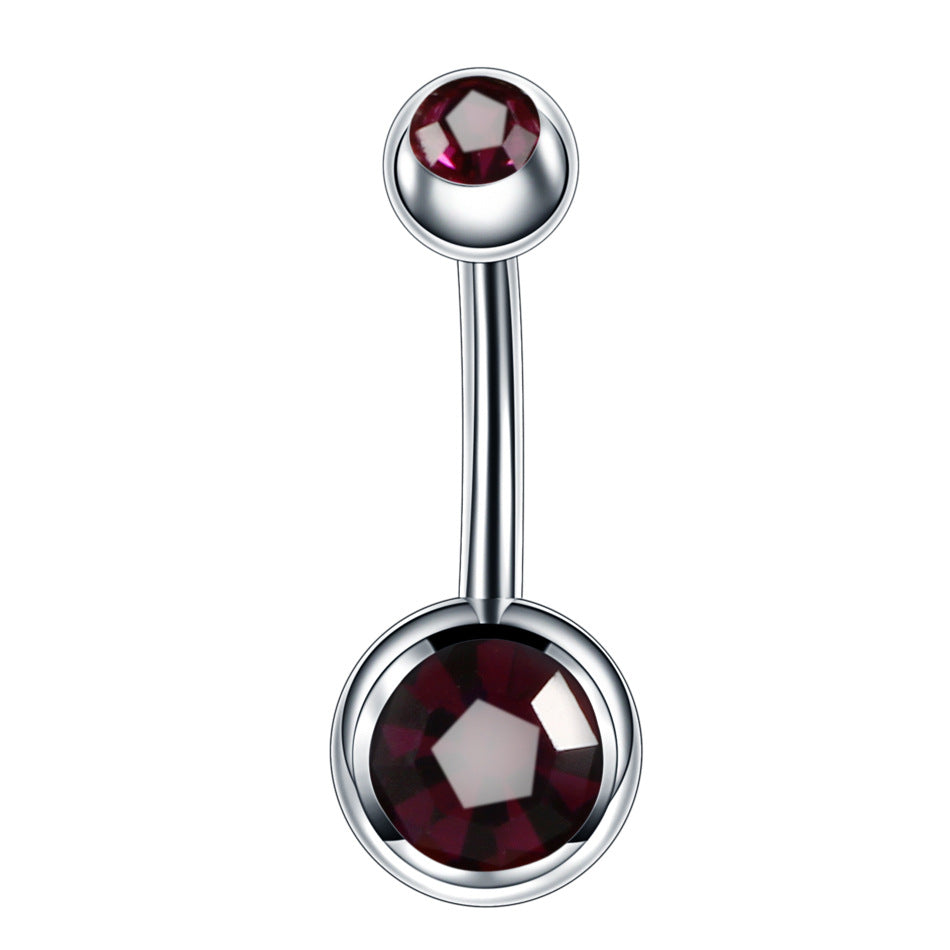 Fashion Geometric Stainless Steel Inlay Zircon Belly Ring