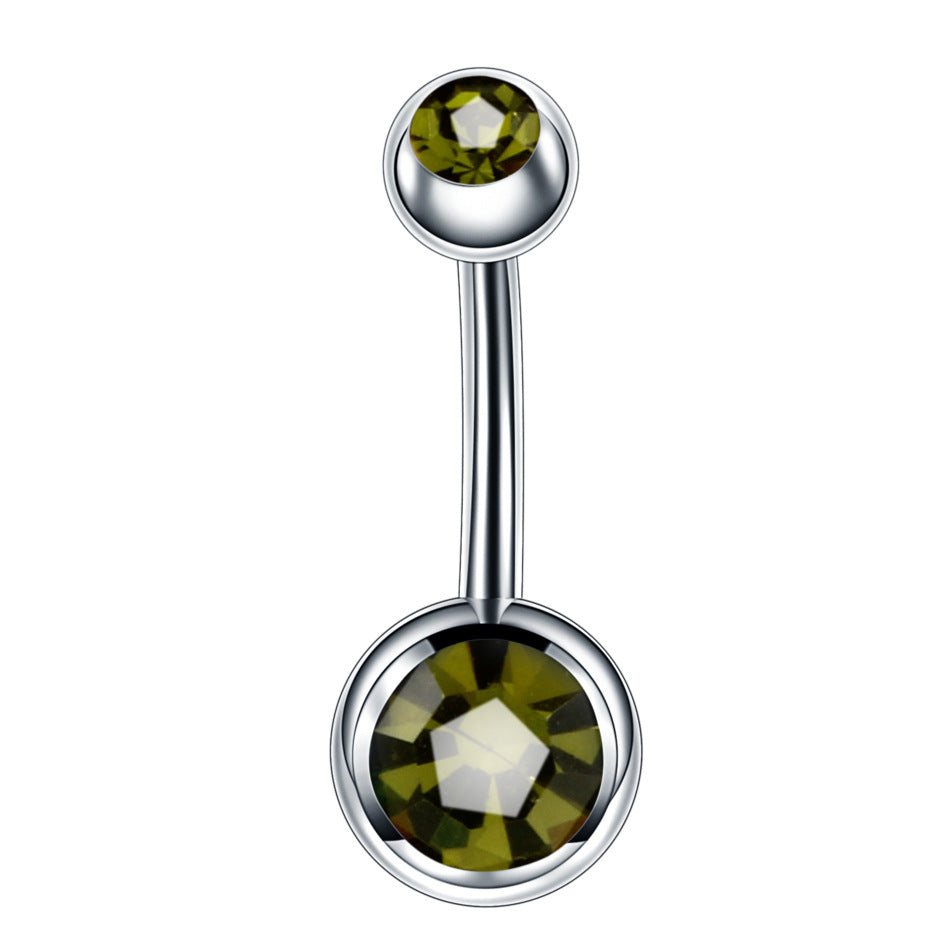 Fashion Geometric Stainless Steel Inlay Zircon Belly Ring