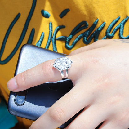 Korean Creative Diamond-shaped Crystal Cluster Adjustable Ring Wholesale Gooddiy