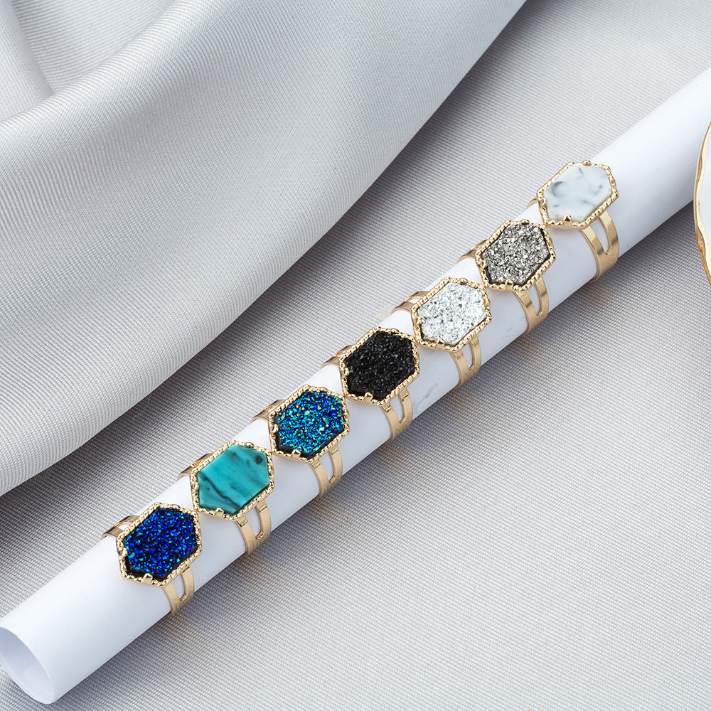 Korean Creative Diamond-shaped Crystal Cluster Adjustable Ring Wholesale Gooddiy