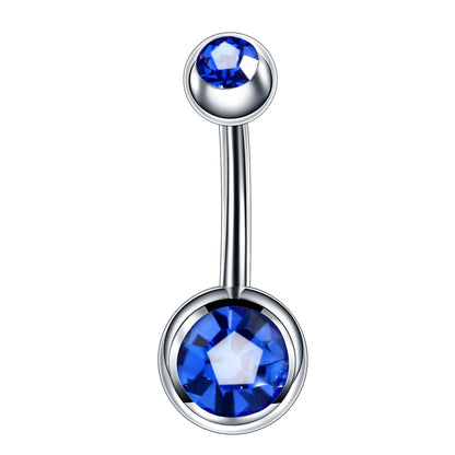 Fashion Geometric Stainless Steel Inlay Zircon Belly Ring