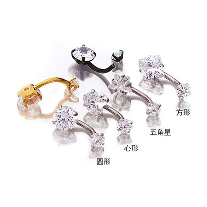 Fashion Star Stainless Steel Artificial Gemstones Belly Ring