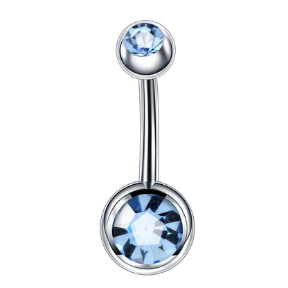 Fashion Geometric Stainless Steel Inlay Zircon Belly Ring