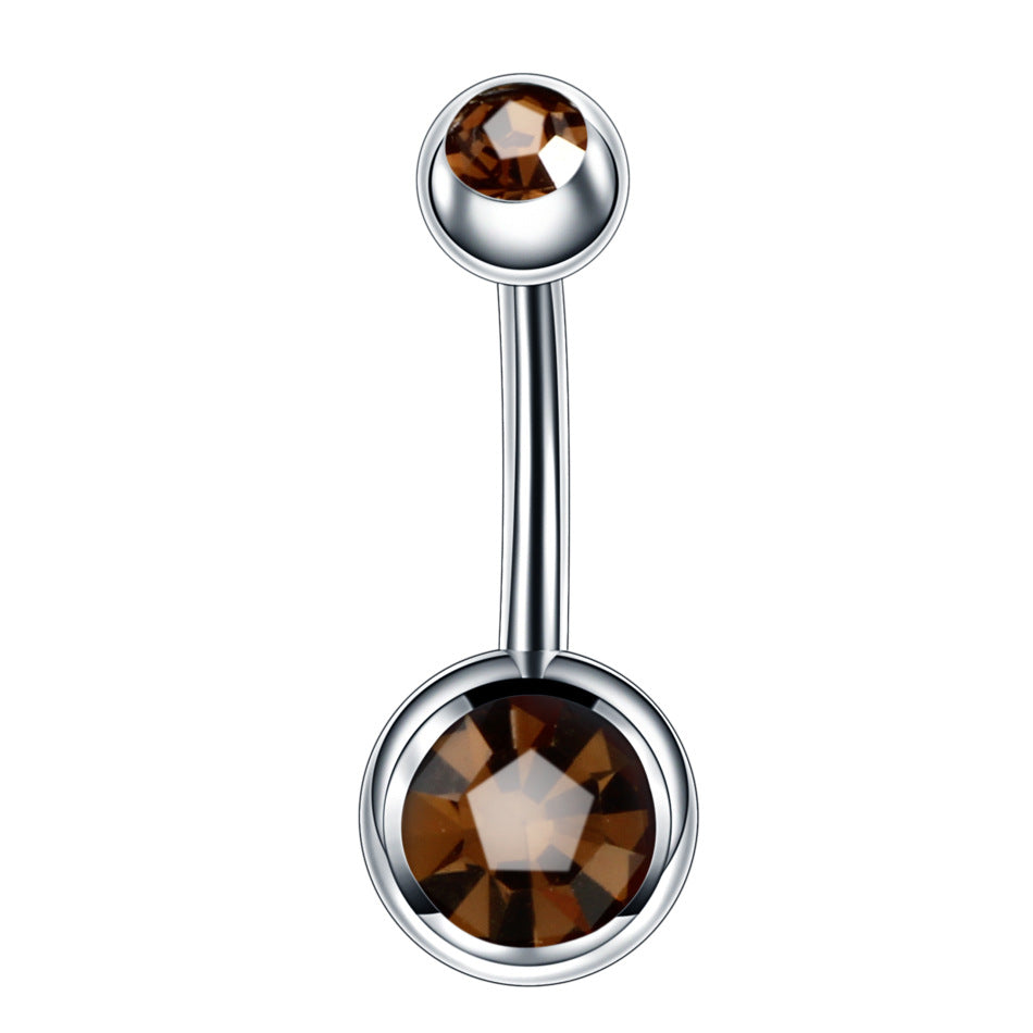 Fashion Geometric Stainless Steel Inlay Zircon Belly Ring