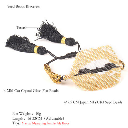 European And American Lips Tassel Bracelet Miyuki Beads Hand-woven Mouth Bracelet