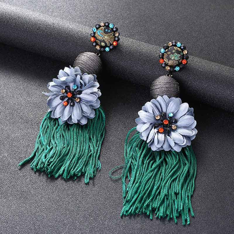 Gooddiy Exaggerated Style Large Flower Tassel Earrings Wholesale Jewelry