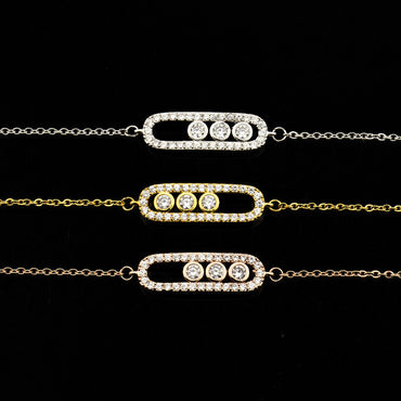 Rose Gold Bracelet Geometric Shape Three Flash Diamond Stainless Steel Bracelet