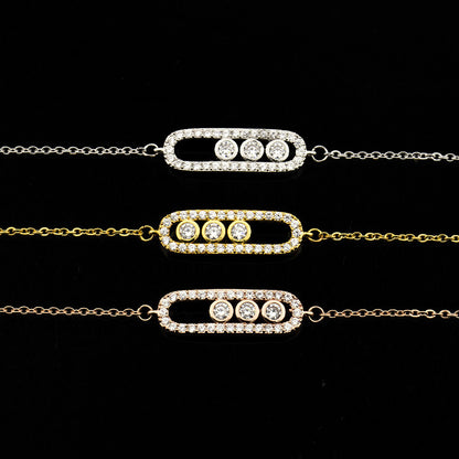 Rose Gold Bracelet Geometric Shape Three Flash Diamond Stainless Steel Bracelet