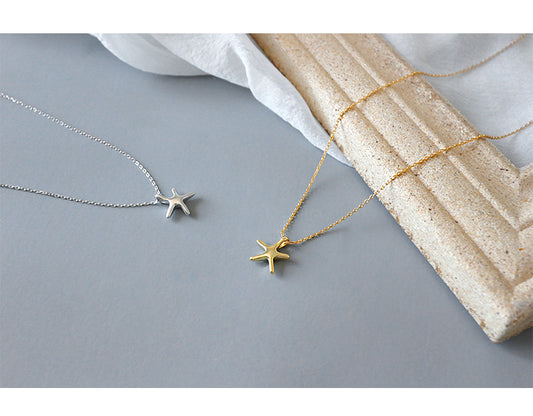 Fashion Starfish Sterling Silver Pendant Necklace 925 Silver Necklaces
