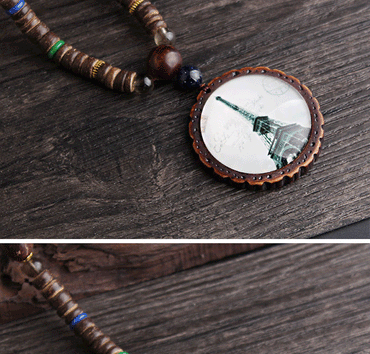 Ethnic Style Feather Wood Beaded Unisex Pendant Necklace 1 Piece