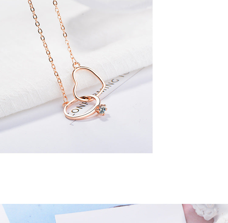 Copper Simple Style Hollow Out Inlay Heart Shape Zircon Pendant Necklace