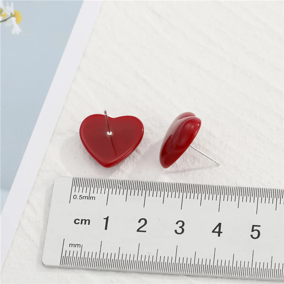 925 Silver Needle  Heart Resin Earrings