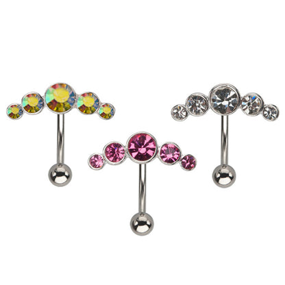 Fashion Piercing Jewelry Geometric Diamond Alloy Navel Ring