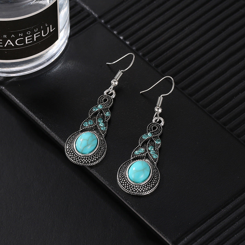 1 Piece 1 Pair 2 Pieces Fashion Irregular Alloy Plating Inlay Turquoise Women's Earrings Necklace Jewelry Set