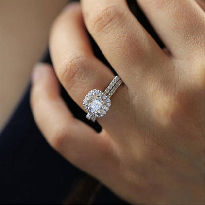 Fashion Hearts And Arrows Micro-set Rhinestone Set Alloy Ring Wholesale