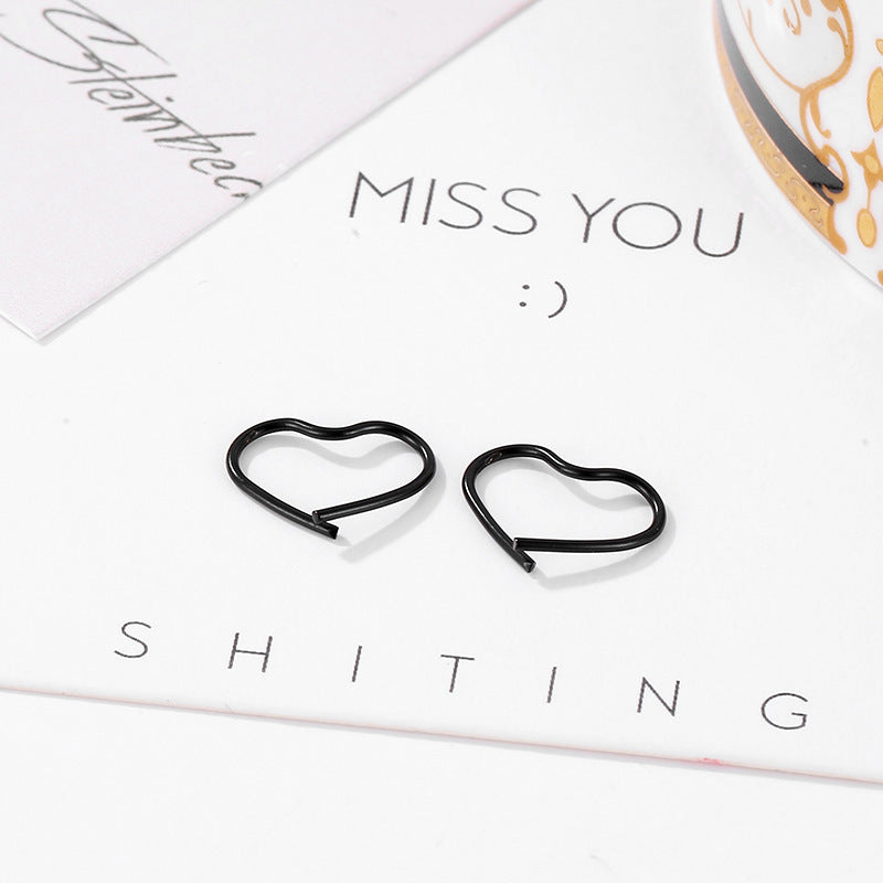 Simple Men And Women Couple Love Metal Earrings