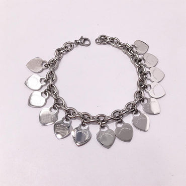 Basic Classic Style Heart Shape Titanium Steel Plating Bracelets