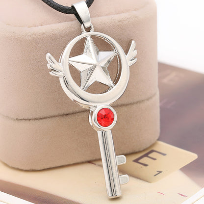 Small Wings Necklace Ever-changing Sakura Cute Magic Wand Alloy Belt Drill Five-pointed Star Key Necklace Wholesale Gooddiy