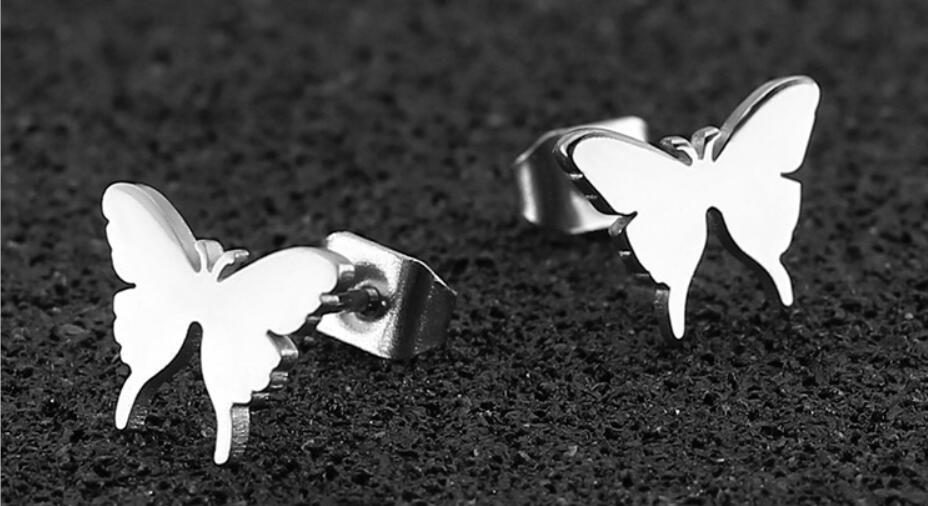 1 Pair Sweet Butterfly Titanium Steel Plating Ear Studs