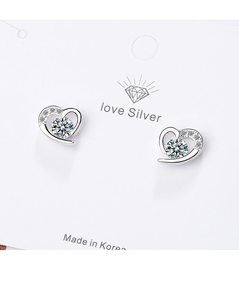 1 Pair Simple Style Heart Shape Copper Plating Hollow Out Inlay Rhinestones Ear Studs