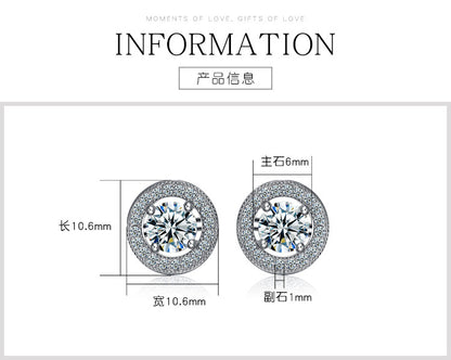 Simple Geometric Round Zircon S925 Silver Earrings Wholesale