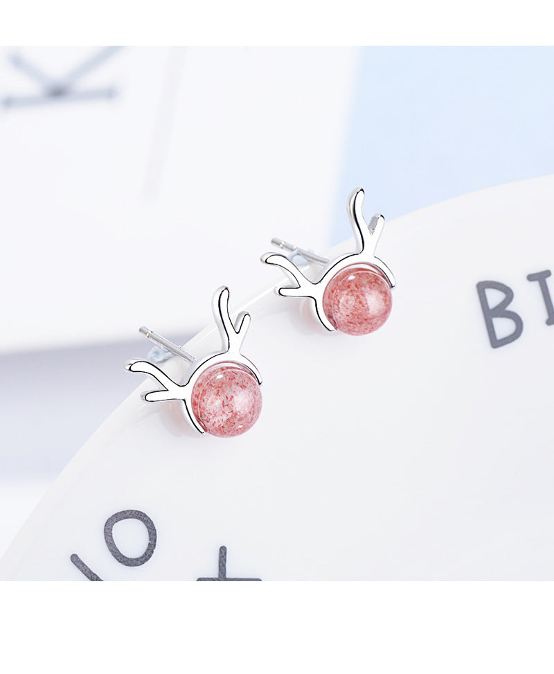 1 Pair Cute Simple Style Deer Crystal Copper Ear Studs