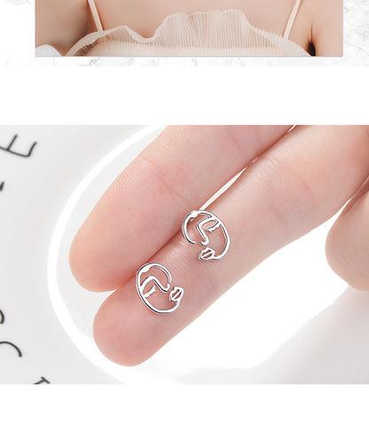 1 Pair Ig Style Simple Style Human Face Abstract Plating Hollow Out Copper White Gold Plated Ear Studs