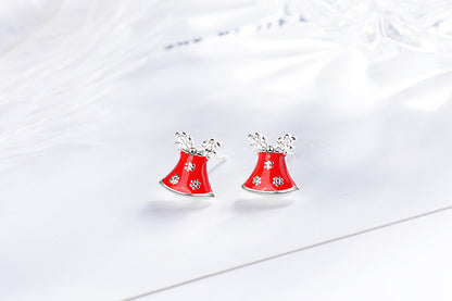 1 Pair Cute Christmas Tree Flower Snowman Epoxy Plating Inlay Copper Zircon Earrings