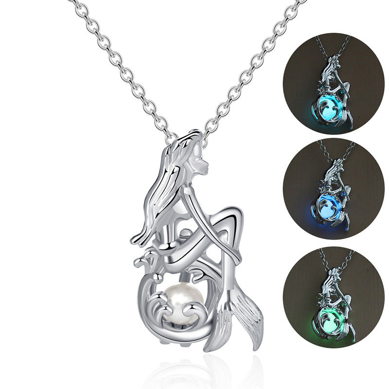 Wholesale Jewelry Luminous Mermaid Pendant Necklace Gooddiy