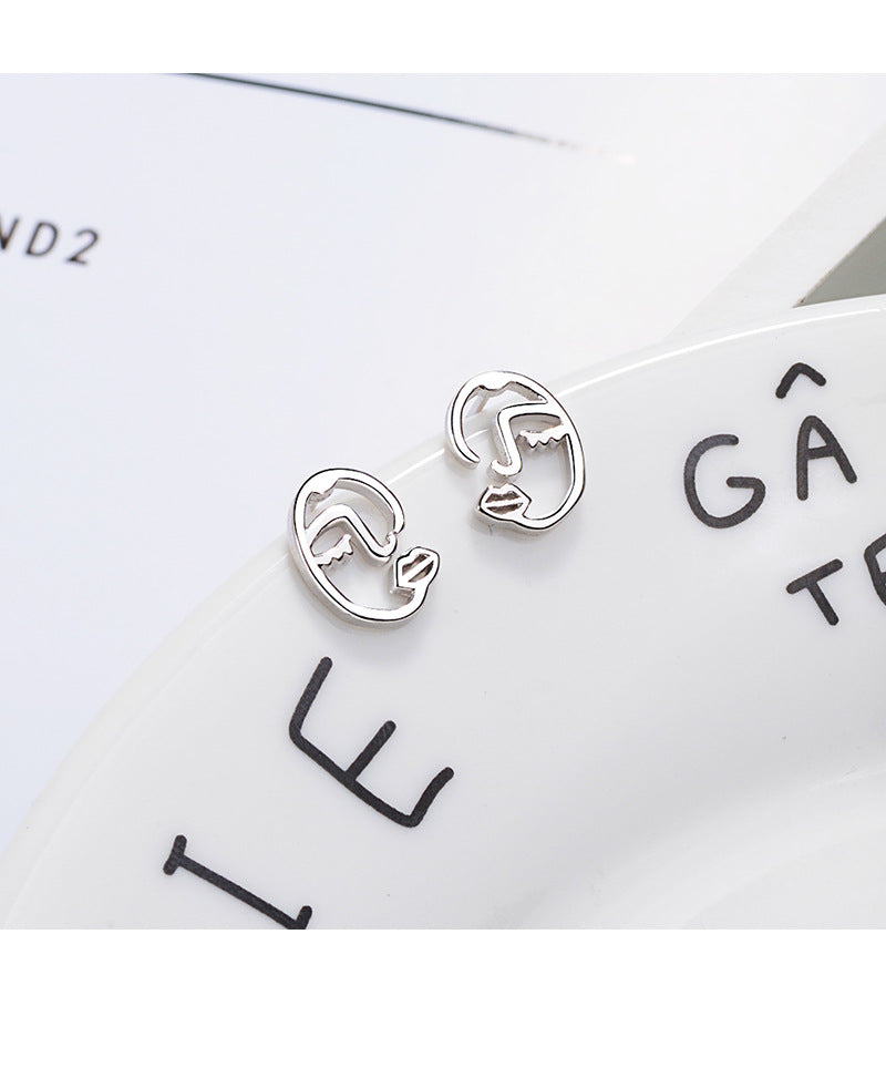 1 Pair Ig Style Simple Style Human Face Abstract Plating Hollow Out Copper White Gold Plated Ear Studs