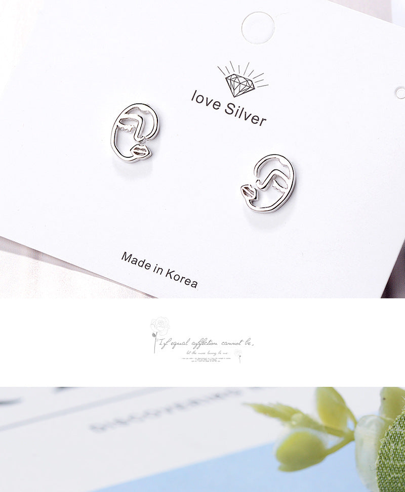 1 Pair Ig Style Simple Style Human Face Abstract Plating Hollow Out Copper White Gold Plated Ear Studs
