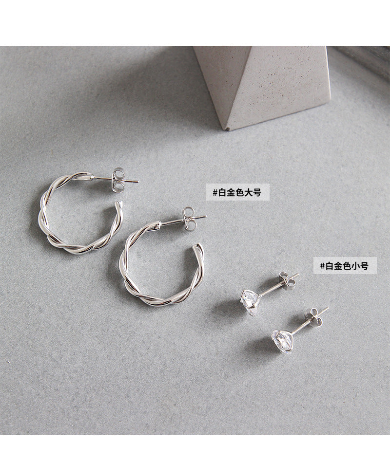 Korean Geometric Sterling Silver Earplugs Accessories Wholesale