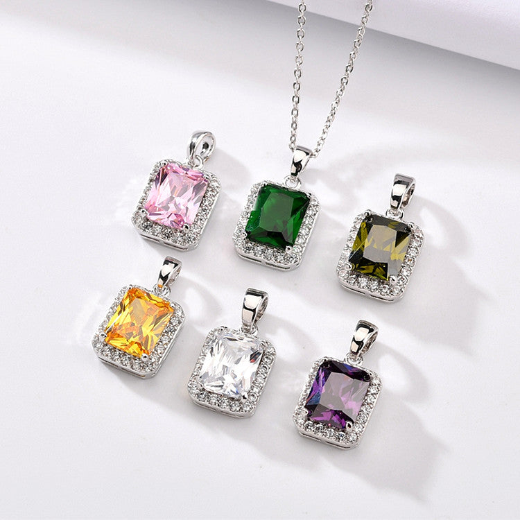 Classic Style Square Copper Alloy Inlay Zircon Women's Pendant Necklace