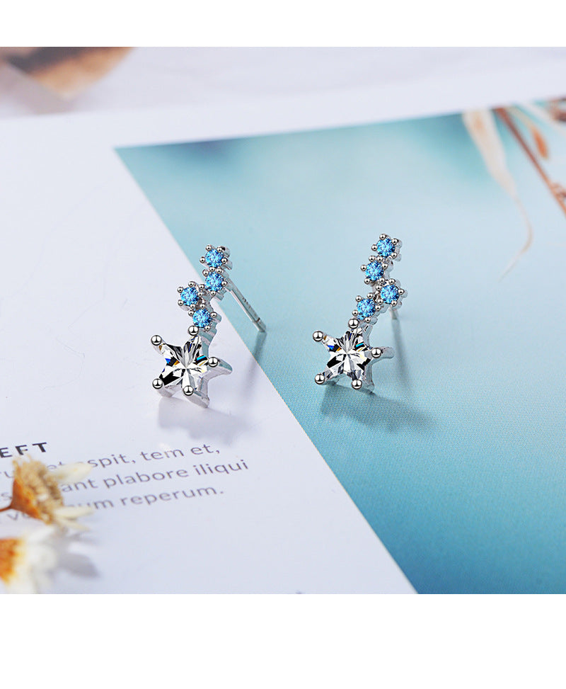 1 Piece Ig Style Shiny Star Plating Inlay Copper Zircon White Gold Plated Ear Studs