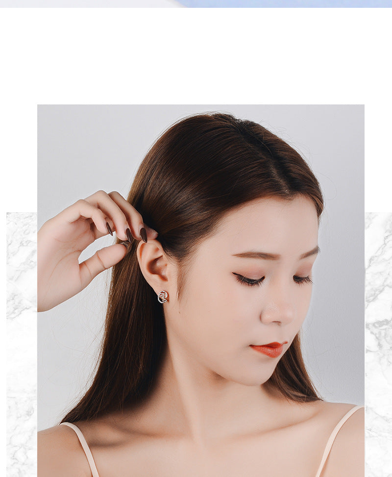 1 Pair Ig Style Simple Style Human Face Abstract Plating Hollow Out Copper White Gold Plated Ear Studs