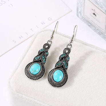 1 Piece 1 Pair 2 Pieces Fashion Irregular Alloy Plating Inlay Turquoise Women's Earrings Necklace Jewelry Set